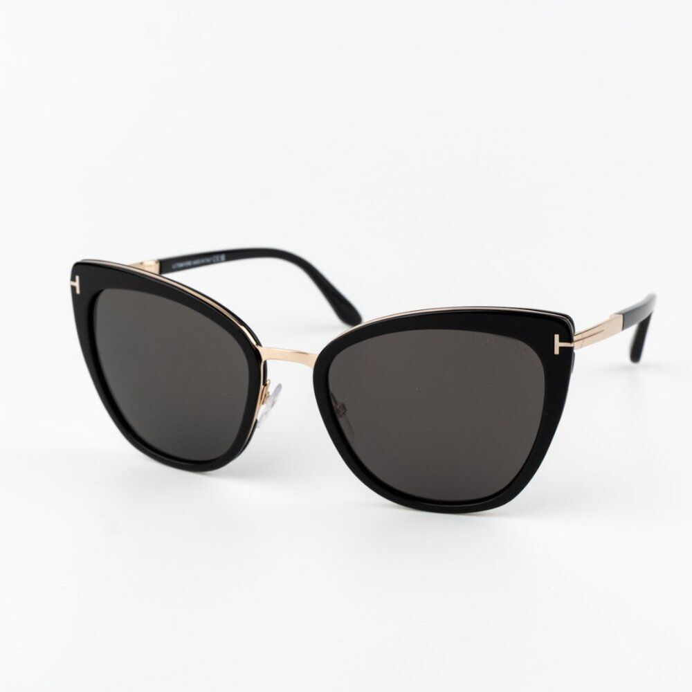 Tom Ford SIMONA Women Sunglasses Black Gold Smoke Semi Cat Eye FT0717 01A NEW - Picture 3 of 12